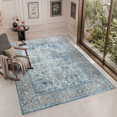 Muratap Vintage vloerkleed santorini creme multi wasbaar- 80x150 cm