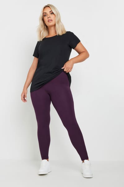 Yours Set Van Twee Paar Zachte Leggings In Bordeauxrood/Zwart Size 42
