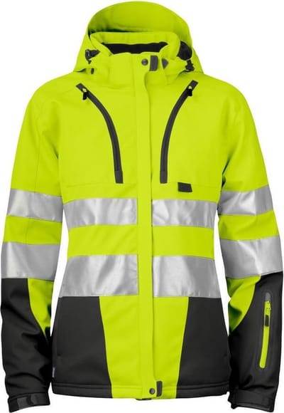 ProJob 6424 GEVOERDE SIGNALISATIE SOFTSHELL EN ISO 20471 KLASSE 3 DAMES 646424 - Geel/Zwart - XS