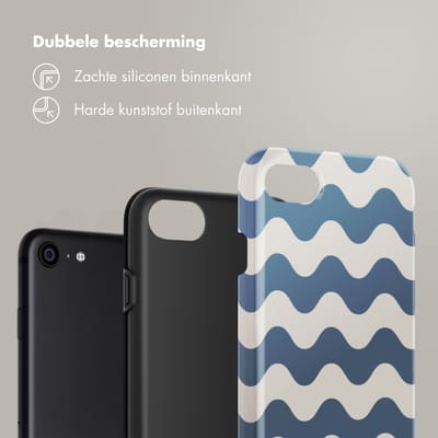 Selencia Hoesje - Geschikt voor Apple iPhone SE (2022) / SE (2020) / 8 / 7 / 6s / 6 - Backcover - Wave Vibes Classic Blue
