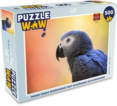 Puzzel Mooie grijze roodstaart met kleurrijke achtergrond - Legpuzzel - Puzzel 500 stukjes