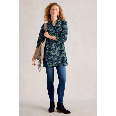 White Stuff Blake Cord Tunic Navy Print Taglia: 10 REGULAR | Maglie a manica lunga Outlet | Donna | Blu