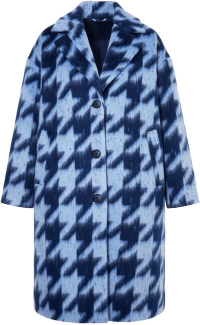 Studio Untold - Dames - Mantel oversized shape pied-de-poule reverskraag - Marine - Maat 42+