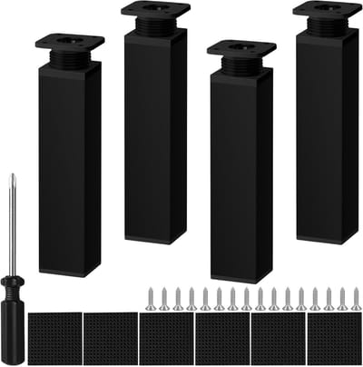 Set van 4 Verstelbare Meubelpoten - 20 cm Hoog - Tafel- en Kastpoten Zwart