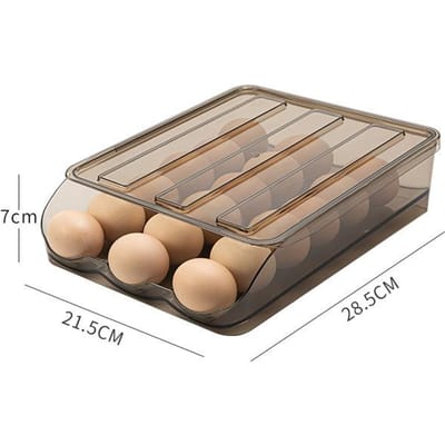 Thuis Keuken Eieropbergdoos Koelkast Vers Creatief Doorschijnend PET Ei Meerlaags Rollende Lade Organizer Rek beige