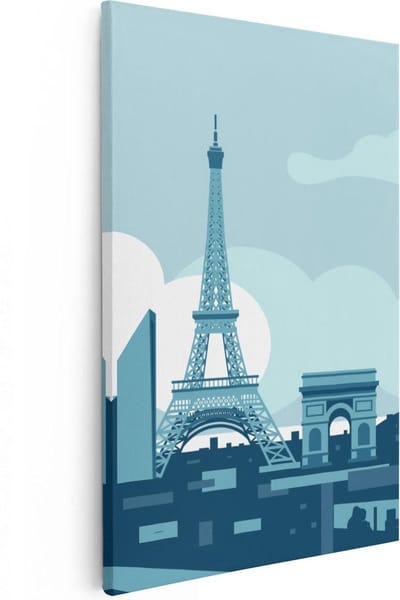 Artaza Canvas Schilderij Skyline - 20x30 cm - Klein - Wanddecoratie Parijs - Muurdecoratie Frankrijk - Kamer Accessoires