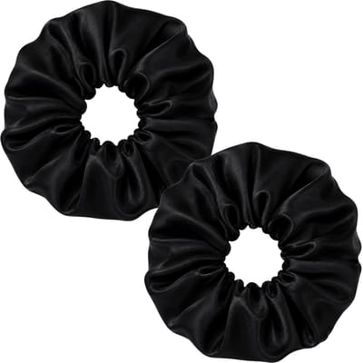Lajetti Zijden Scrunchies Zwart - Set van 2 - 100% Moerbeizijde