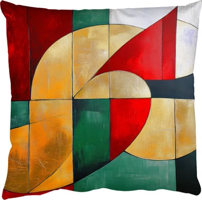 Sierkussens - Kussentjes Woonkamer - 50x50 cm - Abstract - Kerst - Goud - Rood - Groen - Kerstdecoratie voor binnen - Kerstversiering woonkamer decoratie - Kerstmis versiering in huis - Christmas decorations - Kerstaccessoires