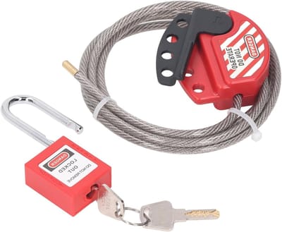 Verstelbare RVS Kabelslot en 38mm Hangslot Set met 2 Sleutels voor Industrie, Chemie en Veiligheid