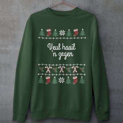 Groningen Kersttrui Groen Veul Haail 'N Zegen Candy Cane - Maat XS - Uniseks Fit - Kerstkleding Voor Dames & Heren