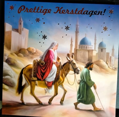 Wenskaart - muziekkaart kerst - pop-out kerstkaart - kerstkaart met muziek - kerstkaart met licht - kerstkaart 3D - Fijne kerstdagen - fijne kerst en gelukkig nieuwjaar - Josef en Maria - kerststal - Bethlehem