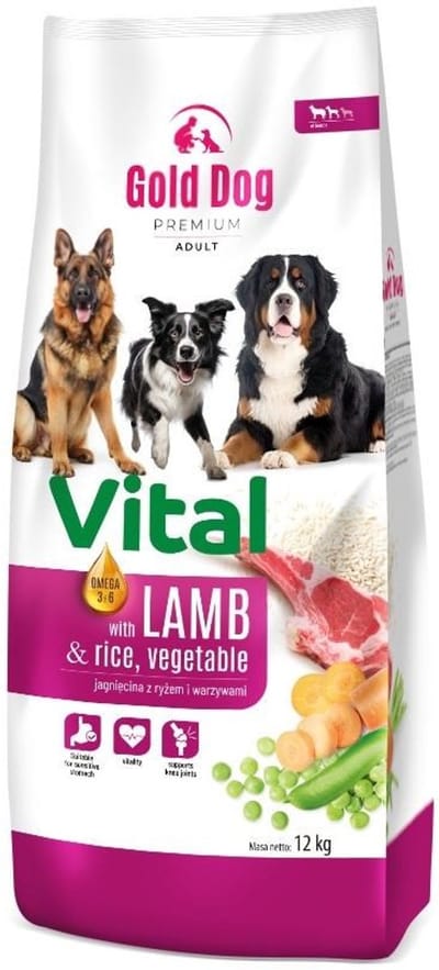 Gold Dog Vital Premium - Hondenvoer - Lam & Rijst - 12kg