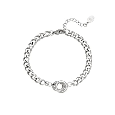 Armband Schakel Intertwined - Zilverkleurig - Dames - Roestvrij staal - 16cm x 3cm