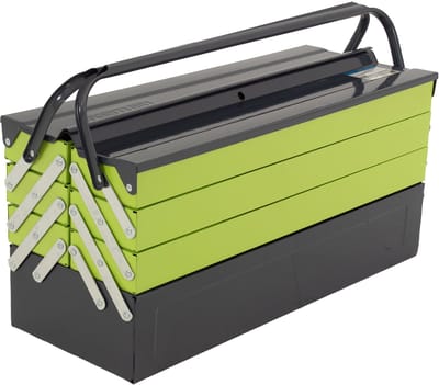 TRUTZHOLM - Gereedschapskoffer XXL - 53 x 20 x 27,5 cm - 7 Vakken - Staal - Harmonica Model - Met Inklapbare Handgreep - Leeg
