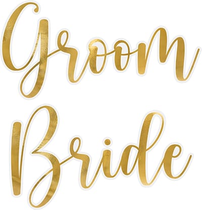 Partydeco - Glas stickers Groom - Bride