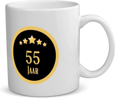 Akyol - 55 jaar koffiemok - theemok - Hoera 55 jaar - iemand die 55 jaar is geworden of 55 jaar lang een relatie hebben of getrouwd zijn - verjaardagscadeau - verjaardag - cadeau - kado - geschenk - relatie - trouwdag - jubileum - 350 ML inhoud