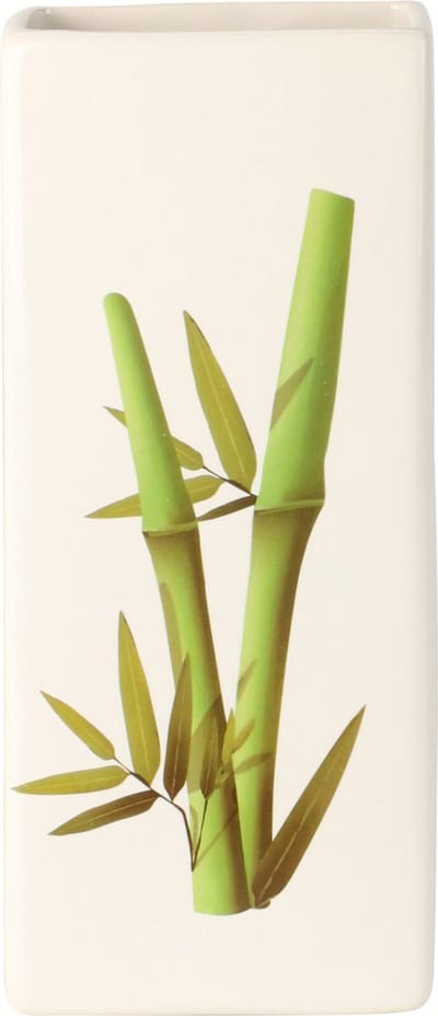 Luchtbevochtiger voor radiator - bamboe blad print - wit - dolomiet - 8 x 4 x 21 cm - waterverdamper