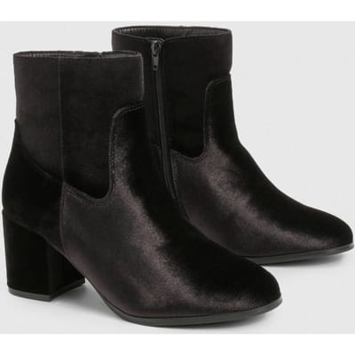 boohoo Dames Wide Fit Velvet Sock enkellaarsjes met hak in brede pasvorm | Black | Maat: 4
