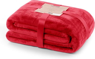 Luxe Microvezel Plaid 220x240 cm Rood Fleece Deken voor op de Bank