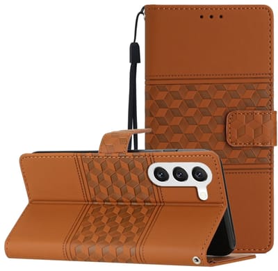 Voor Samsung Galaxy S24+ 5G Diamond Reliëf Skin Feel lederen telefoonhoesje (bruin)