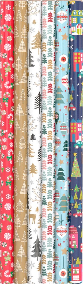 60 Rollen kerst inpakpapier, 70 x 200cm – Cadeau Papier Inpak Feest Kerstman Christmas