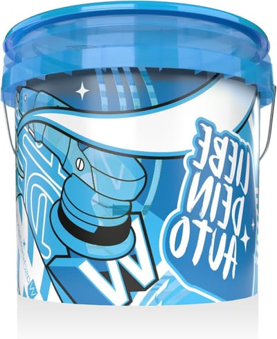 Autowasemmer met deksel - Autopoetsemmer Wasemmer - Auto Onderhoud - Extra Dikke Wand - 12.5 Liter - Blauw Wit
