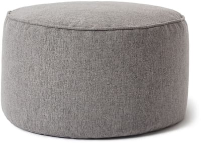 Lumaland Zitzak poef | Compacte zitzak met 3-in-1-functie: comfortabele poef, handig tafeltje en stijlvolle voetenbank voor binnen en buiten | Met flexibele EPS-vulling | Ø 25 x 45 cm - Lichtgrijs