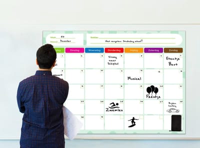 Brute Strength - Magnetisch Weekplanner whiteboard (8) - 91 x 67 cm - Planbord - Familieplanner - Gezinsplanner - To Do Planner- Extra groot formaat