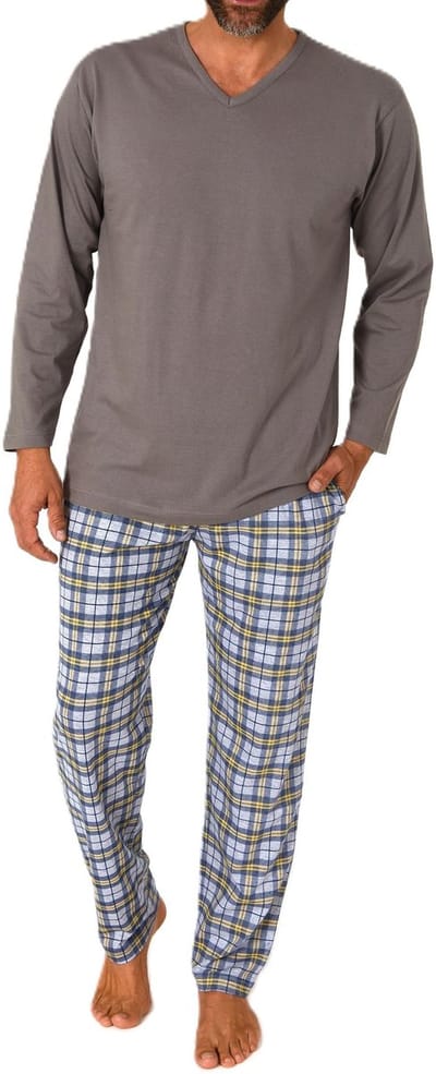 Normann herenpyjama met lange jersey pyjamabroek in geruite look - ook in grote maten