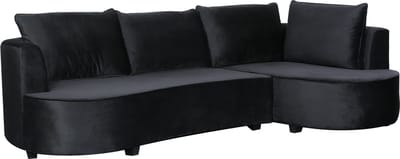Hoekbank rond Lando 270cm bank met ronding zwart velvet bankstel rechts loungebank hoeksalon zetel