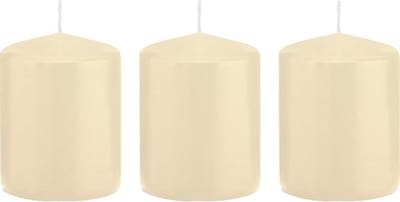 Trend Candles Cilinderkaars/stompkaars - 3x - cremewit - 6 x 8 cm - 29 branduren - met brandvertragende folie
