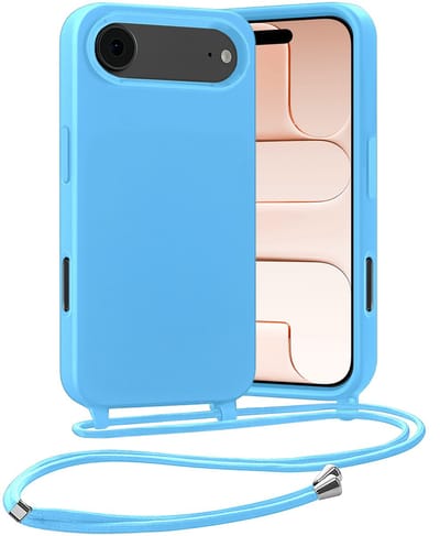Hoesje Geschikt voor iPhone Air Hoes Met Telefoonketting - Backcover Geschikt voor iPhone Air Case Met Koord - Lichtblauw