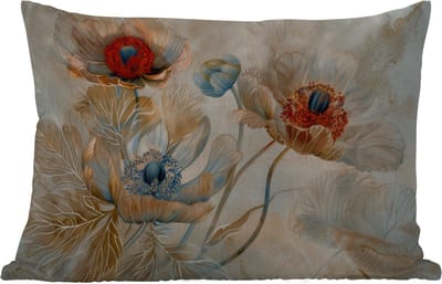 Buitenkussens - Bloemen - Beige - Modern - Illustratie - 60x40 cm - Weerbestendig