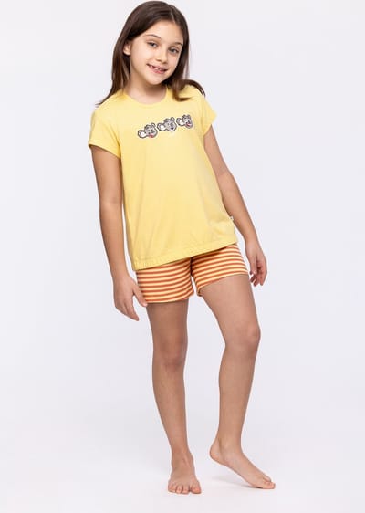 Woody pyjama meisjes/dames - lichtgeel - koala - 241-10-BST-S/607 - maat 152