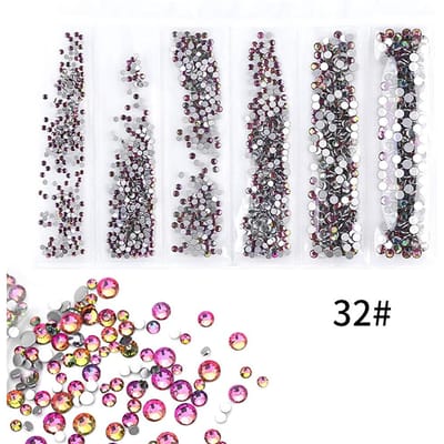 6 Grilles Strass Colorés pour Nail Art Décoration Multicolore Outils DIY pour Manucure Flame