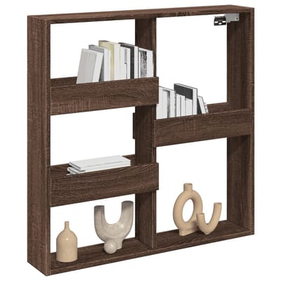vidaXL - Wandkast - 80x15x80 - cm - bewerkt - hout - bruin - eikenkleur