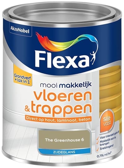 Flexa - Mooi Makkelijk Vloeren & Trappen Zijdeglans - The Greenhouse 6 - Mengverf - 750 Ml