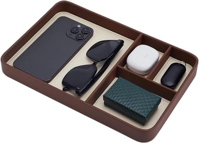 Opbergdoos van PU-leer voor sieraden, sleutels en accessoires - Wit, multifunctionele organiser voor nachtkastje en bureau