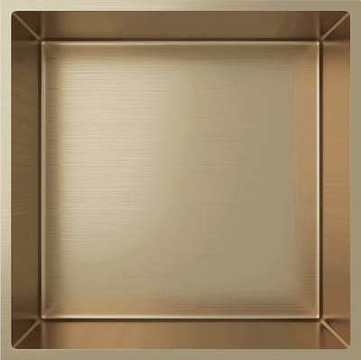 H&F Inbouwnis Geborsteld Goud 30x30x7 cm – Douchenis – Luxe Badkamer Wandnis – Gouden Inbouwrek Douche