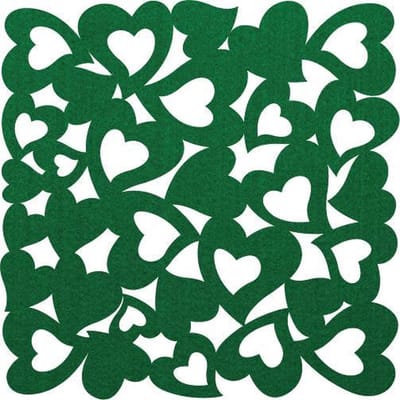 Hartjes vilt onderzetters - Donkergroen - 6 stuks - 10 x 10 cm - Tafeldecoratie - Glas onderzetter - Valentijn - Cadeau - Woondecoratie - Tafelbescherming - Onderzetters Voor Glazen - Keukenbenodigdheden - Woonaccessoires - Tafelaccessoires