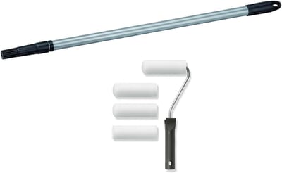 Telescoopstang 80-130 cm voor verfroller inclusief schuimroller-lakset 5-delig