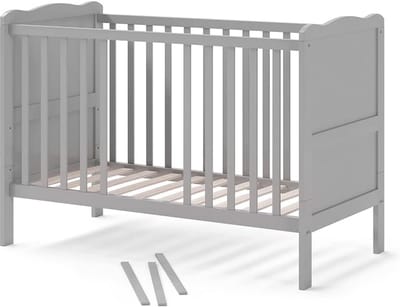 Babybed - Kinderbed - Veilig Slapen - Ombouwbaar Ontwerp - 60x120 cm - Grijs