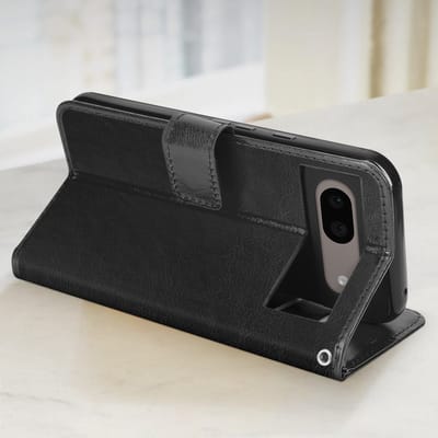 Mayaxess, Foliohoes voor Google Pixel 8A Bescherming met polsband Multifunctionele flap, Zwart