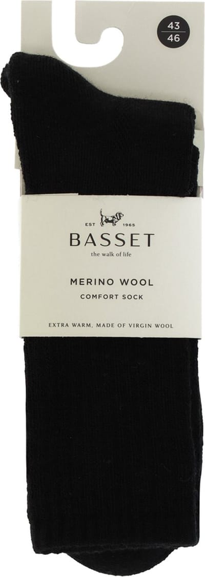 Basset Casual - Merino Wol Sokken - Warme Sokken - Maat 39/42 - Zwart