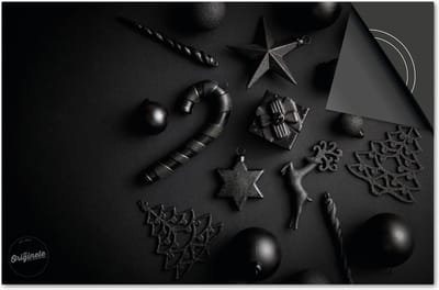Inductie beschermer 60x60 - afdekplaat inductie mat - Dietrix Kookplaat beschermer - Exclusief - Feestdagen - Zwart ornamenten kerst