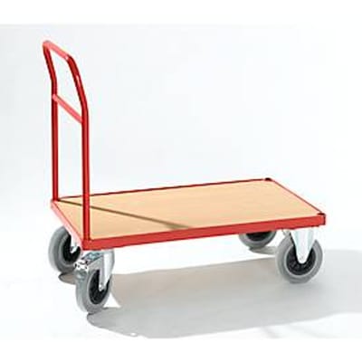 Plateauwagen met duwbeugel, 900 x 500 mm