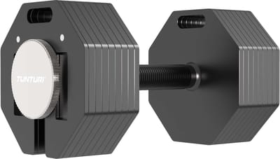 Tunturi Rapid Verstelbare Dumbbell – 36 kg – Verstelbaar van 4 tot 36 kg – 17 gewichten in één – Halterset voor thuisfitness