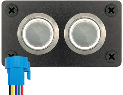 ProRide Metalen drukschakelaar 220V ON-OFF - Inbouwpaneel tweevoudig - 22mm - IP67 - LED indicatie Wit