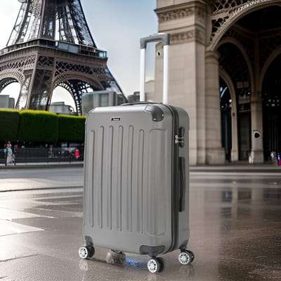 Handbagage koffer maat S trolley Gray Voyager – Lichtgewicht koffer met cijferslot – Reiskoffer op 4 dubbele zwenkwielen – Hardcase koffer – ABS – Grijs - ca. 55x37x23 cm