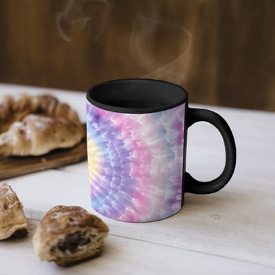 Magische Mok - Foto op Warmte Mokken - Koffiemok - Spiraal - Tie dye - Pasteltinten - Magic Mok - Beker - 350 ML - Theemok